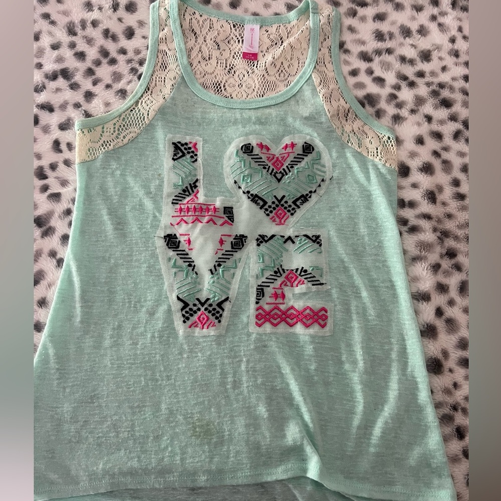 No Boundaries Mint Lace-Back Tank